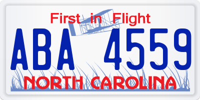 NC license plate ABA4559