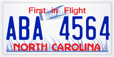 NC license plate ABA4564