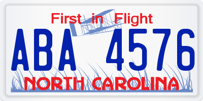 NC license plate ABA4576