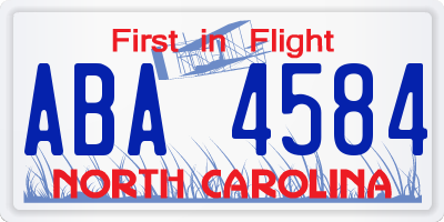 NC license plate ABA4584
