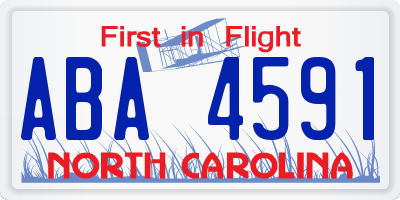 NC license plate ABA4591