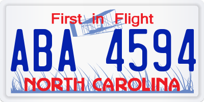 NC license plate ABA4594