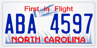 NC license plate ABA4597