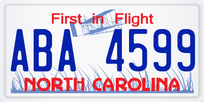 NC license plate ABA4599