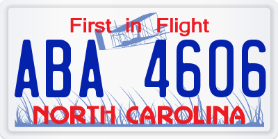 NC license plate ABA4606