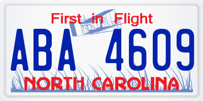 NC license plate ABA4609