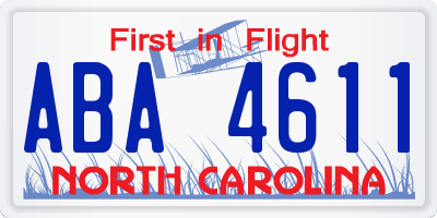 NC license plate ABA4611