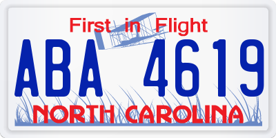 NC license plate ABA4619