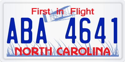 NC license plate ABA4641