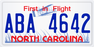 NC license plate ABA4642