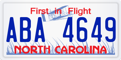 NC license plate ABA4649