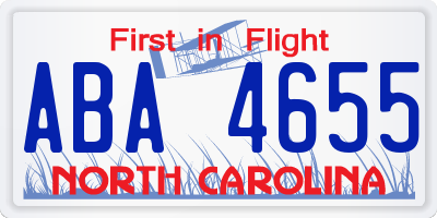 NC license plate ABA4655
