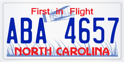 NC license plate ABA4657
