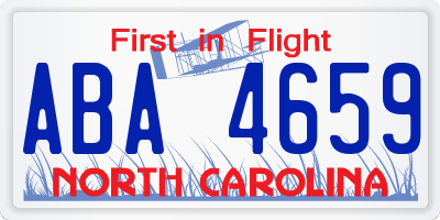 NC license plate ABA4659