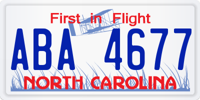 NC license plate ABA4677