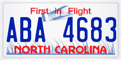 NC license plate ABA4683