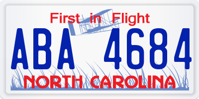 NC license plate ABA4684