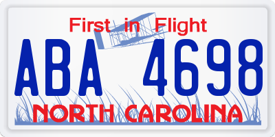 NC license plate ABA4698