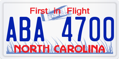 NC license plate ABA4700