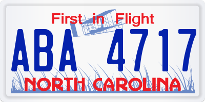 NC license plate ABA4717