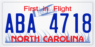 NC license plate ABA4718