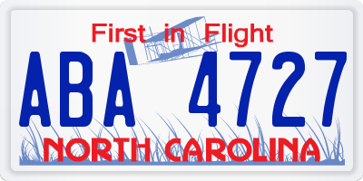 NC license plate ABA4727