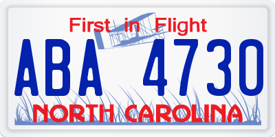 NC license plate ABA4730