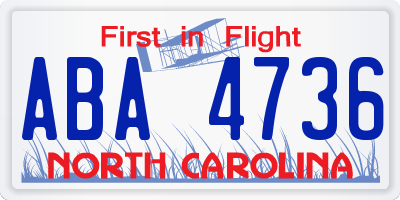 NC license plate ABA4736