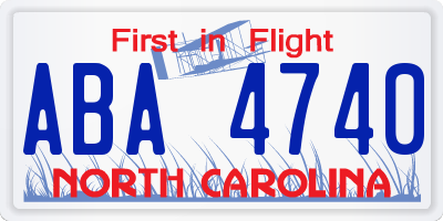 NC license plate ABA4740