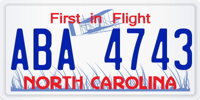 NC license plate ABA4743