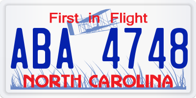 NC license plate ABA4748