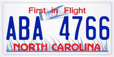 NC license plate ABA4766