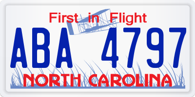 NC license plate ABA4797