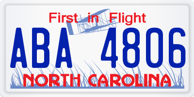 NC license plate ABA4806