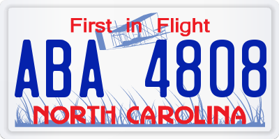 NC license plate ABA4808