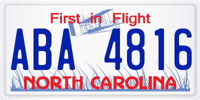NC license plate ABA4816