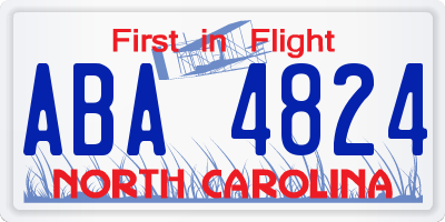 NC license plate ABA4824