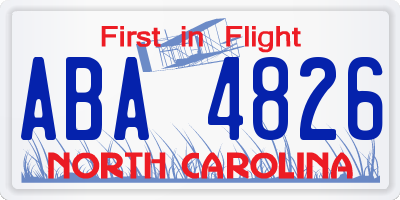 NC license plate ABA4826