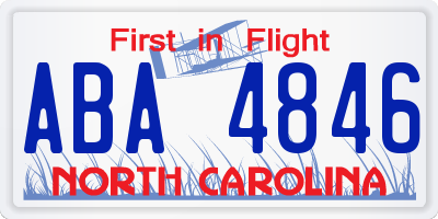 NC license plate ABA4846