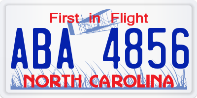 NC license plate ABA4856