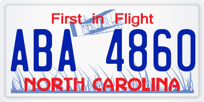 NC license plate ABA4860