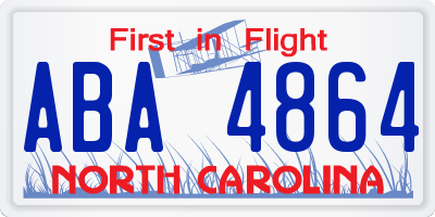 NC license plate ABA4864