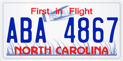 NC license plate ABA4867