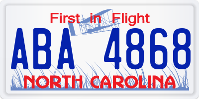 NC license plate ABA4868