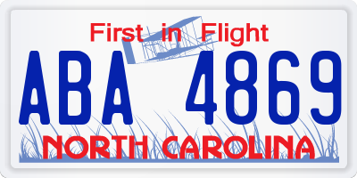 NC license plate ABA4869