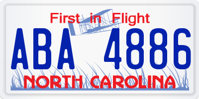 NC license plate ABA4886
