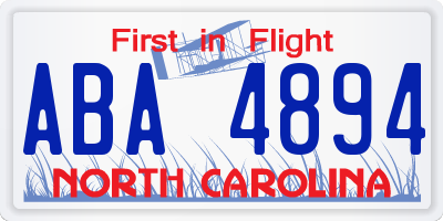 NC license plate ABA4894