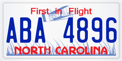 NC license plate ABA4896
