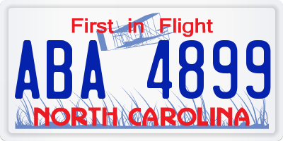 NC license plate ABA4899