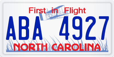 NC license plate ABA4927